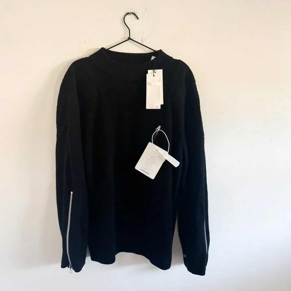 NWT Sacai Black Knit Zipper Pocket Jumper Sweater 2/M